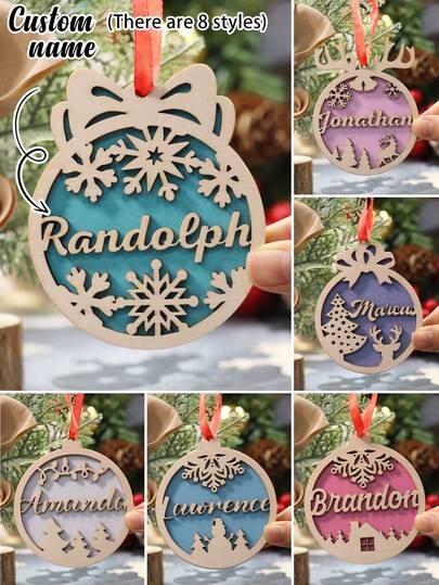 Personalized Christmas Ornaments, Custom Name Christmas Tree Ornaments, Double Layer Family Christmas Decorations 2025, Customized Round Family Ornaments, Customizable Text Christmas Gifts For The Family, Christmas, Christmas Decor, Living Room Decor, Merry Christmas, Christmas Party, Family