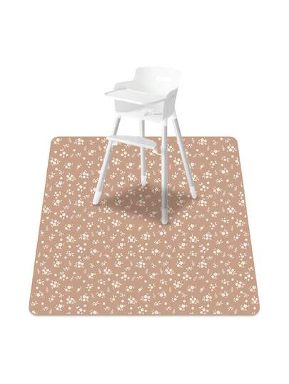 1PC Baby Flower Splat Mat For Under High Chair, Babies Toddlers Eating Mess Mat, Waterproof Reusable Cloth For Arts And Crafts, Playtime Mat For Kids, Floors Or Tables