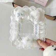 1pc New Cute Lace Photo Card Holder, Stores Small Cards And Tickets, Blue And Pink Colors, Handmade Plush Cat Ear Bow Design, DIY 2D Cartoon Anime Game Character Cosplay Accessories, Idol Fan Supplies, Transparent Pouch Decoration, Lolita Accessories Card Holder - Multicolor - View 8