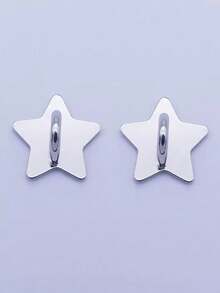 قطعتان من خطاف الحامل الهاتفي بشكل نجمة فضية، مريح للحمل، ظهر لاصق لمنع السقوط، أنيق وأنيق.