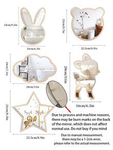 1pc- Baby Room Decoration Mirror, Cute Cartoon Deer & Rabbit Design,Cartoon DIY Wooden Mirror, Modern Five-Pointed Star Acrylic Wall Mirror Wooden Frame Hanging Mirror, Children Room Wall Decorative Creative Mirrorbaby Shower Family Decorations Gifts, Youngsters' Room, Living Room, And Home Decor, Decorative, Nordic, Youngsters's Room - Multicolor - View 10