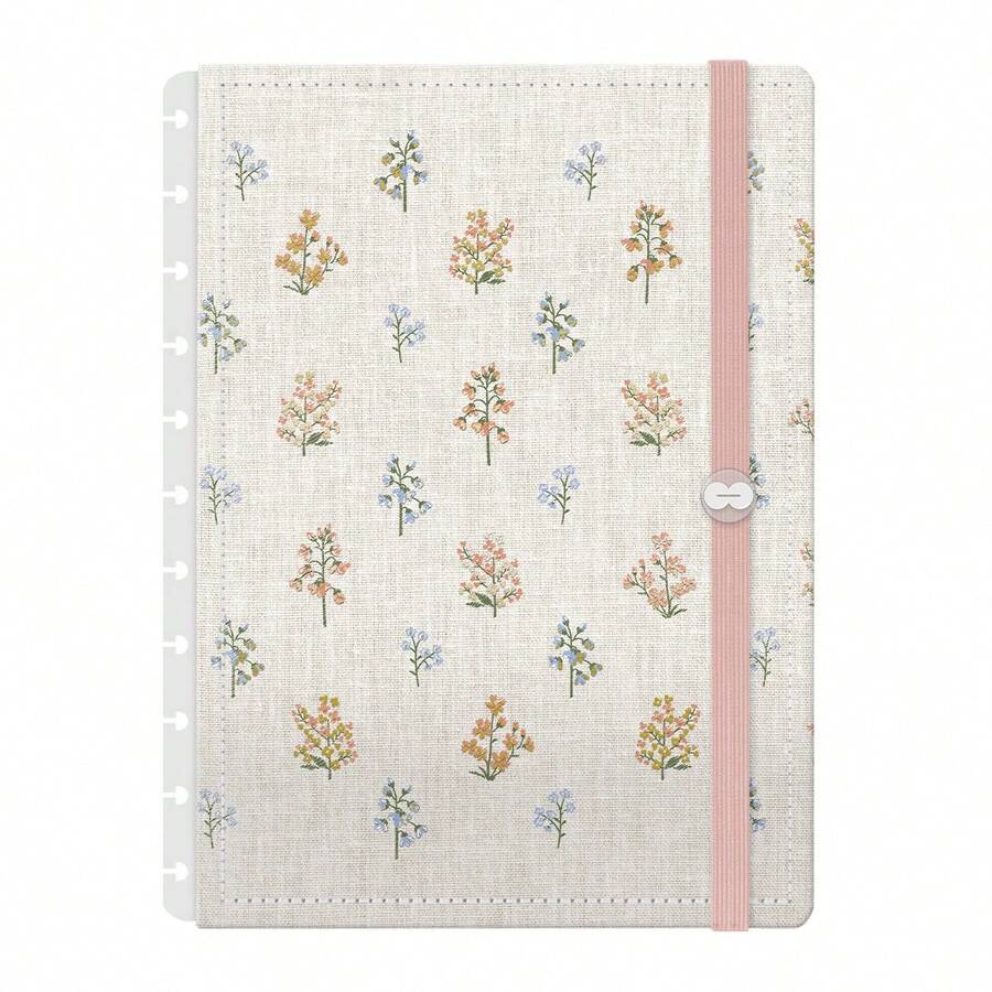 Front And Back Cover Iscool For Disc-Bound Notebook, Floral Stitching. - cá hồi - Xem 1
