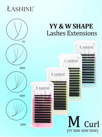  Extensiones de pestañas individuales Lashine de 12 filas con forma 3D, 4D y 5DW de 0.07 mm, 2D, 3D, 4D y 5DW, abanico premontado, rizado C/D, naturales, suaves y de alta calidad