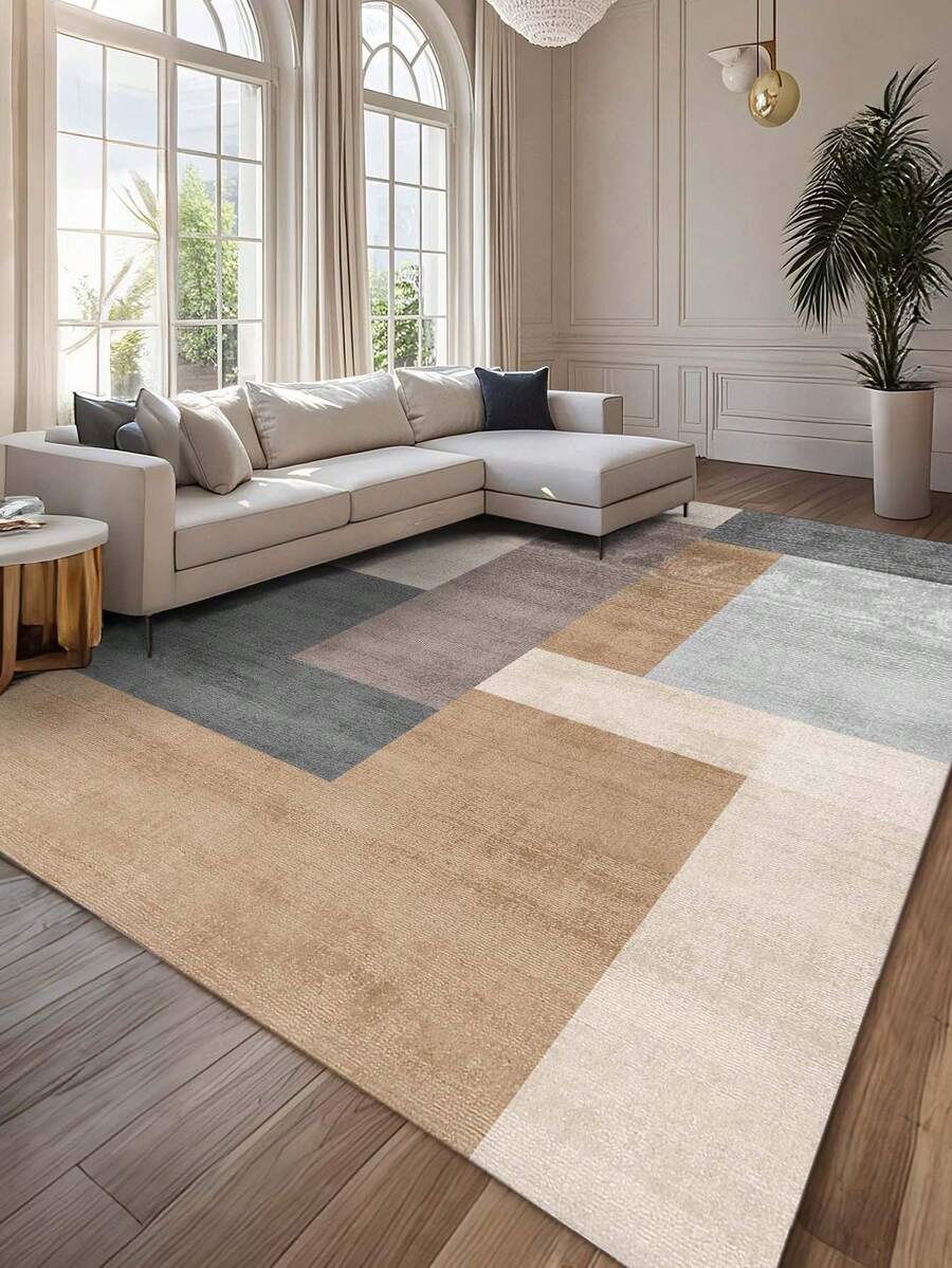 1pc Luxury Fashion Style Indoor Decorative Carpet, New Faux Wool Material Indoor Rug, Living Room Carpet, Sofa Carpet, Bedroom Carpet, Anti-Slip Bedside Mat, Dining Room & Kitchen Carpet, Office Chair Pad, Entryway Doormat, Outdoor Picnic Mat, Outdoor Camping Blanket - Multicolor 1 - View 1