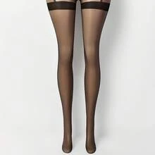 Women's Sheer Crotchless Pantyhose - High Waist Back Zipper Design, Black Sexy Stockings, Comfortable And Easy To Wear And Take Off, Machine Washable Fashion Legwear - 黑色 - 查看 2