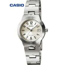 Casio 卡西欧女士手表，银色不锈钢表带，圆形表盘，优雅女士石英表，防水，适合办公和休闲场合佩戴 - 均碼 - 查看 2