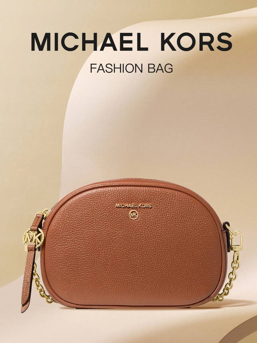 Michael Kors Jet Set Charm Small Monogram Camera Crossbody Satchel Casual Shoulder Purses For Daily Parties Zippy Bag - Brown 2 - View 1