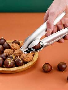 1pc Stainless Steel Chestnut Cracker - Nutcracker For Opening Chestnuts And Other Nuts - Easy To Use - Perfect Gift For Food Lovers And Home Chefs, Multifunctional Nut Cracker - Sturdy And Shiny, Easy To Open, Suitable For Cracking Chestnuts And Other Nuts. Essential Kitchen Tool - Multicolor - View 3