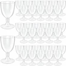 D48 PCS Disposable Plastic Wine GlassesClear Stackable Plastic Goblets Hard Party Wine Cups With Stem For Weddings Birthday Parties Picnics 5 Oz - 清除 - 查看 1