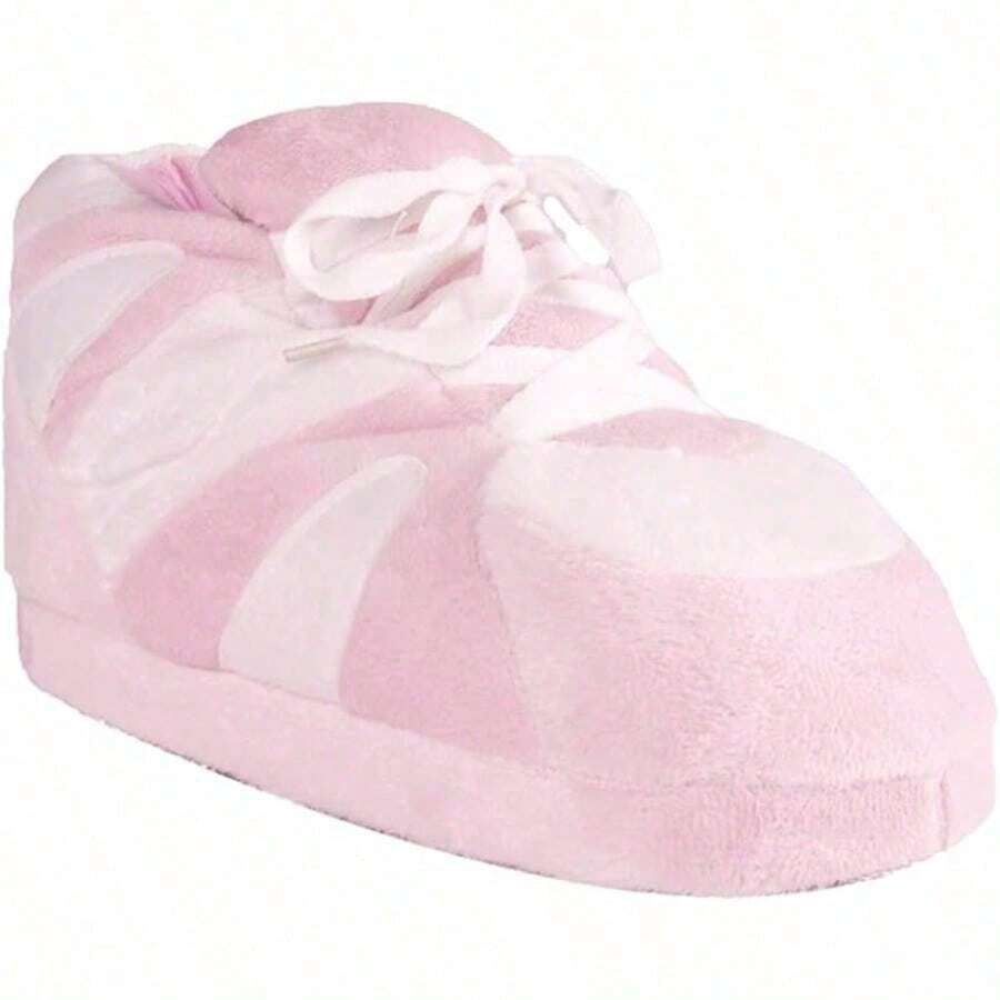 Happy Feet Mens and Womens Standard Sneaker Slippers - Rosa y blanco - Ver 1