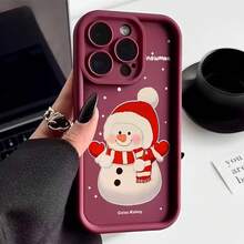 Funda de teléfono de muñeco de nieve navideño adecuada para Apple 15promax, funda de silicona suave mate para iPhone14plus 13 1211 - Café frío - Ver 8