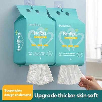 30张装悬挂式面巾纸，20*20厘米，包含大号柔软面巾纸、面巾纸、可重复使用的干巾、卸妆湿巾、洁面湿巾，是情人节的理想礼物。