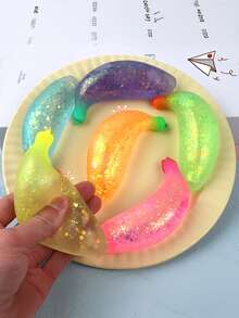 1PC Glitter Crystal Banana Squishy Toys,Slow Rising Squeeze Toy,Fidget Toy,Taba Squishy,Fun Stress Reliever Toys,Injectable Bubbles,Travel Portable Fidget Squeeze Toys,Squisy,Perfect For All Ages Austism,Ideal Holiday Gifts,Ramadan Giftse - Multicolor - View 9
