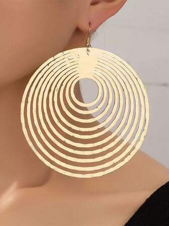 Exaggerated Drop Earrings Hollow Circle Design Match Daily Outfits Party Accessories Perfect Decor For Cool Friends