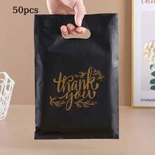 100pcs/50pcs/20pcs Reusable Black Plastic Shopping Bags - Ideal For Gifts, Christmas, Parties, Shops And Boutiques - 50pcs - View 14