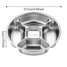 Food Dipping Plate 304 Stainless Steel Kitchen Food Preparation Tray 5 Grid Fall-Resistant Dinner Plate Round Snack Tray Fruit - Multicolor - View 7