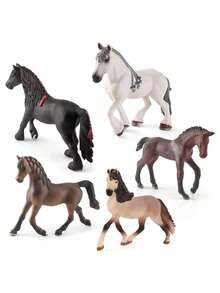 逼真的马模型，野生马匹农场动物，儿童动物认知，适用于桌面、花园、办公室装饰、家庭书房客厅装饰、书桌吧台柜展示，站立的马匹，动物雕塑装饰，圣诞节、感恩节、新年收藏，生日礼物 - 彩色 - 查看 3