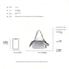 Women Casual Canvas Crossbody Bag With Colorful Rope Strap Durable Chic Square Shoulder Purse Daily Commute Bag - Silver - View 6