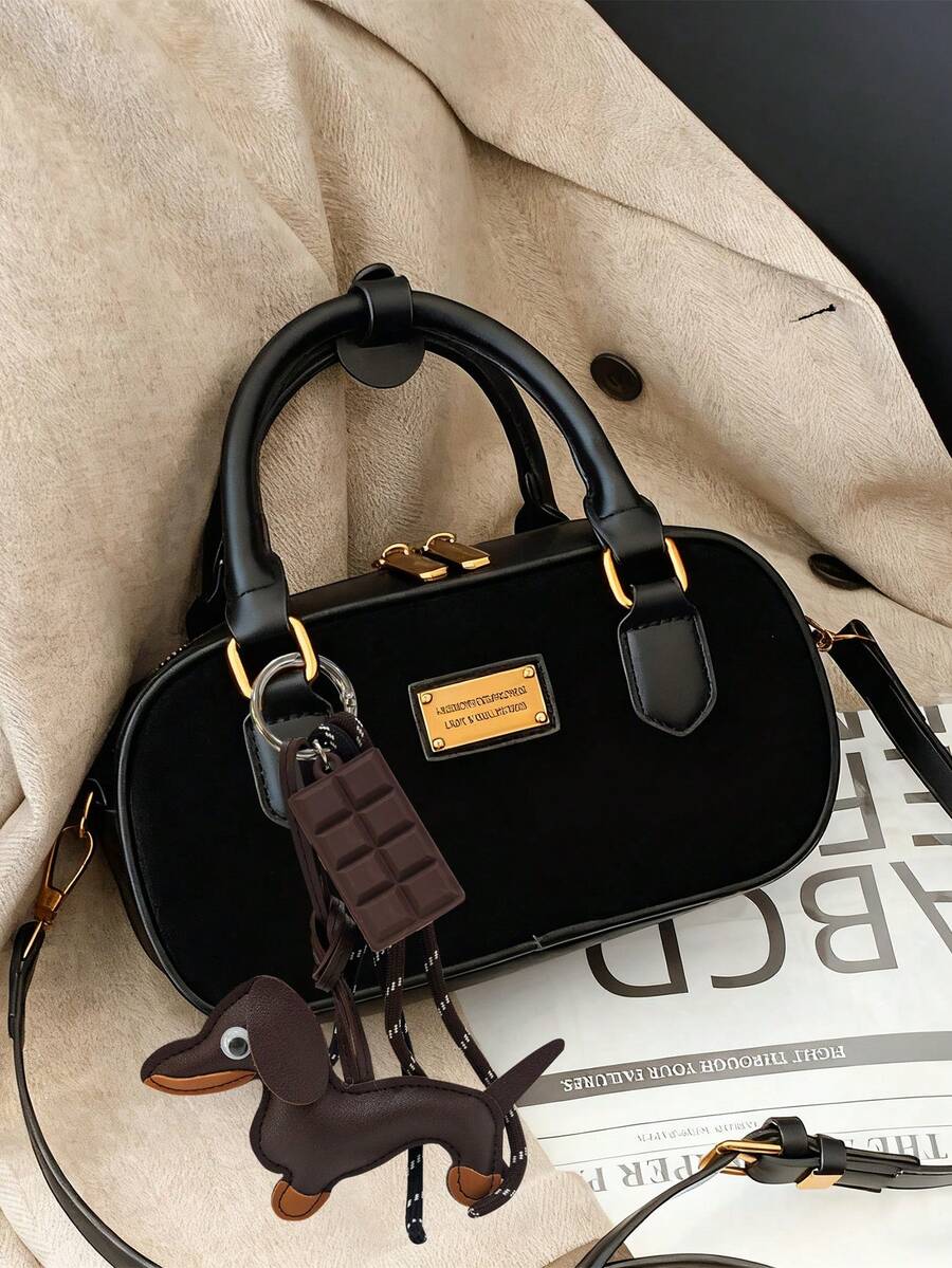 Túi bowling cổ điển dành cho nữ, túi xách đeo chéo thời trang mới với cảm giác cao cấp, túi đeo vai tote đi làm - màu đen - Xem 1