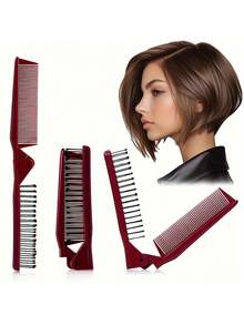 2pcs Foldable Comb, Portable Compact Dual-Use Curling Comb, High-Quality Solid Color ABS Plastic ,Hair Styling Kit ,Hair Tool Kit