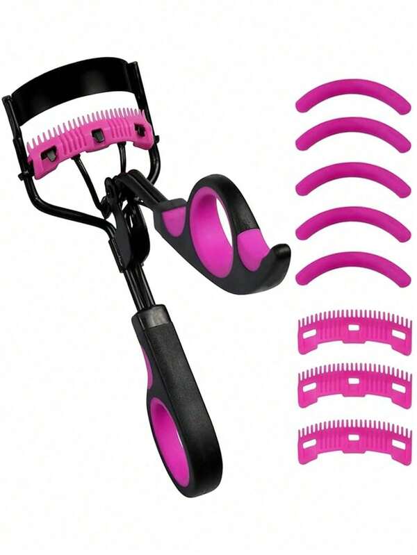 1 Curvador de Cílios + 5 Enchimentos de Silicone + 3 Pentes Preto e Roxo. Curvador de Cílios com Cabo Confortável. Ferramenta para Curvar Cílios, Ideal para Mulheres e Meninas, Adequado para Todos os Formatos de Olhos. Curvador de Cílios Curvado, Curvador de Cílios Natural e de Longa Duração, Ótimo para Presentear.