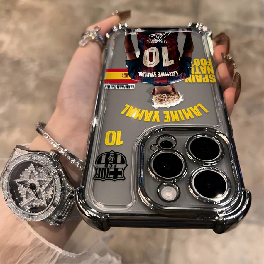 Genio del fútbol número 10 jugador firmado Y-Yamal's funda para teléfono adecuada para for 16 15 14 13 12 11 Pro Max X XR XSMAX 8 7 Plus, cubierta trasera suave transparente a prueba de golpes. - Color mezclado 1 - Ver 1
