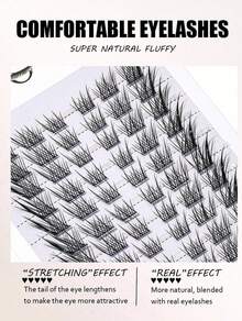 60pcs/10 Rows Suda Qi False Eyelashes, Elongated Tail Natural Cartoon Style Lashes Suitable For Women Party Lash Clusters, Eyelash Clusters, Individual Eyelashes, Lashes, Fake Lashes - D - Xem 3