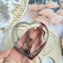 Stainless Steel Cookie Cutter Set, Heart Shaped Baking Tools For Valentine's Day, Wedding, Birthday Surprise Party, Fruit Cutting Mold - Silver - View 5