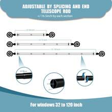 1 Juego de Barra de Cortina Negra de Metal para Ventanas de 80-200cm, Versátil y Durable para Uso en Sala de Estar, Dormitorio y Cocina, Diseño Telescópico para un Ajuste Perfecto y Decoración de Ventana Moderna - Negro - Ver 5