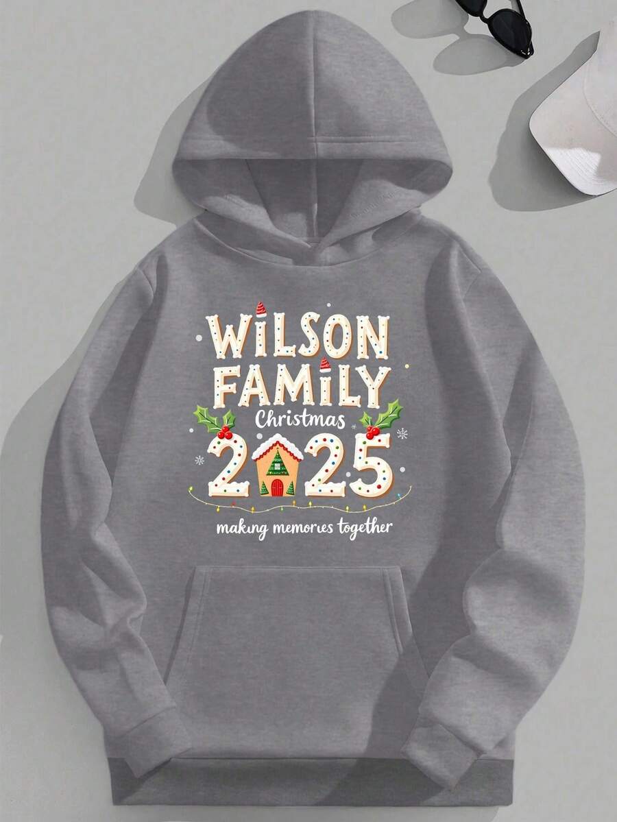 Sudadera con capucha con cordón y estampado de letras para hombre, para otoño - Gris - Ver 1