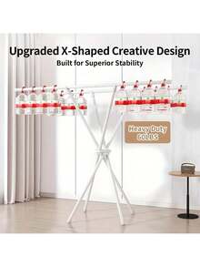 Senmeo Double Rod Foldable X-Shape Garment Rack Quick-Fold Easy-Setup Rack For Bedroom & Entryway - White - View 6