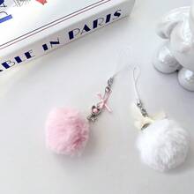 1pc Plush Keychain, Soft Plush Ball Keychain, Bow Keychain, Soft And Comfortable, Durable, Multi-Functional Mobile Phone Accessories.