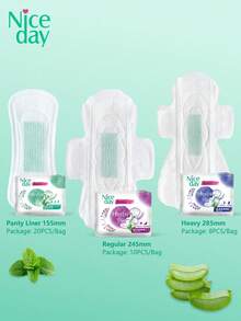 Niceday 24 buah Pembalut Aloe Vera, 285mm untuk dipakai semalaman, Pembalut Menstruasi yang Bernapas & Nyaman, Cocok untuk Aliran Menstruasi yang Banyak - Mint Blue - View 12