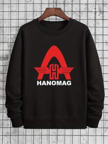 Sudadera gráfica retro de inspiración 80 para hombre y mujer HANOMAG - con arco rojo y letras HANOMAG, jersey casual de manga larga y cuello redondo, top unisex lavable a máquina para ropa casual, ropa vintage, moda streetwear, amantes de la streetwear - Oscuro - Ver 14