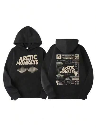 Men's Retro Rock Arctic Monkey Hooded Sweatshirt Hooded Sweatshirt With Music Album PatternHip Hop Large Retro Hooded Sweatshirt