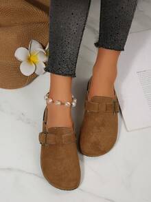 Boken Women's Spring 2024 New Thick Soled Slide Sandals, Slip-On Casual Loafers - Brown - View 4