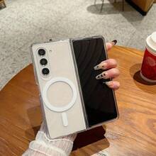 Suitable For  Z Fold 7 6 Z Fold 5 Z Fold 4 Z Fold 3 Luxury Folding Transparent Protective Case Magnetic Wireless Charging Shockproof Back Cover, Foldable Phone Case, Minimalist Cover, High-Quality Cover, Durable Material, Smartphone Users,  Users - Trong sáng - Xem 3