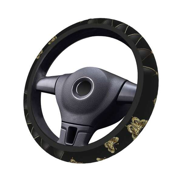 غطاء عجلة القيادة بتصميم الفراشة - غطاء عجلة قيادة مرن مضاد للانزلاق ، قياس عالمي 15 بوصة - مناسب للسيارات وال-SUV والشاحنات ، بدون حلقة داخلية ، اكسسوارات داخلية للسيارة ، ديكور عيد الميلاد ، هدية للرجال والنساء