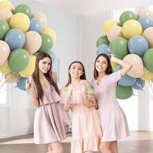 60pcs 12inch Sage Green Dusty Blue Pastel Yellow Balloons, Blue And Green Balloons Shower Wedding Anniversary Birthday Party Decorations - Xanh lam Xanh lục Vàng - Xem 6