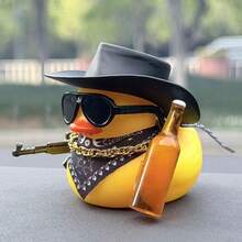 1件套可爱啤酒鸭造型汽车装饰摆件，复古酷炫黑色鸭子雕像摆件，可收藏小摆件，适用于汽车仪表盘/摩托车/自行车装饰 | 可爱的汽车内外装饰配件 - 黃色 - 查看 3