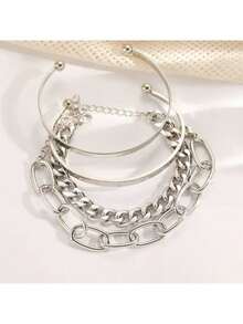 Set Of 4 Twist Bracelets - Adjustable, Minimalist And Stackable - Lucky Jewelry Gift - Plateado - Ver 5