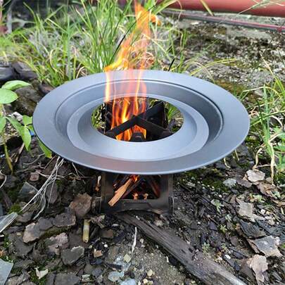 201 Bärbar utomhuskök i rostfritt stål, levereras med förvaringsväska, hopfällbar och enkel att demontera, lämplig för camping och matlagning utomhus, kan bränna ved, kvistar, gräs och alkohol