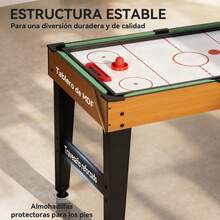 SPORTNOW Mesa Multijuegos 5 en 1, Mesa de Juego con Futbolines para Niños, Billar, Ping-pong, Hockey y Baloncesto, Diversión Familiar para Adultos y Niños, 134x108x144 cm, Natural y Negro - Marrón - Ver 3