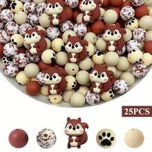 5/25/40颗3D可爱动物系列硅胶珠套装 - 松鼠/考拉/长颈鹿/乌龟/老虎 - 多种颜色和图案 | 趣味设计 | 光滑珠面 - 非常适合DIY钥匙扣、项链、手链、装饰笔、珠宝和吊坠工艺品 - 创意节日装饰珠宝制作材料 - 珠子及珠子组合 - 3D動物組合2 - 查看 8