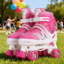 Patines para Niños 3-12 Años Iniciantes, Diseño Profesional con Ajuste de Talla y Freno, Azul o Rosa, Ideal para Regalar - Rosa - Ver 8