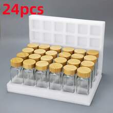 12 pezzi Set di barattoli per spezie in vetro con coperchi in bambù - antiruggine, perfetto per cucina e accessori da tavola, Ognissanti