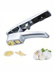 1pc, Garlic Press, Multifunctional Garlic Press, Garlic Chopper, Zinc Alloy Garlic Slicer, Metal Garlic Mincer, Washable Garlic Crusher, Kitchen Garlic Chopper, Ginger Squeezer, Garlic Masher, Garlic Mincer, Kitchen Stuff, Kitchen Gadgets - Multicolor - View 2