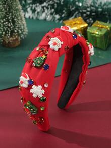 1pc Fashionable ChristmasBeaded, Pearl, Jewel Knotted Wide Headband, Holiday & Daily Wear Hair Accessory, Lovely Gift For Women ,Beauty ,Hair Hair Hoop ,Hairband For Women