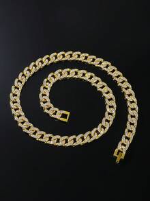 1 套男士嘻哈风格经典全水钻链项链和手链套装 - Style A - 查看 3