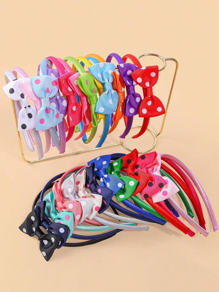 6pcs Women's Polka Dot Bow Knot Satin Headbands, Fashion Cute Versatile ...